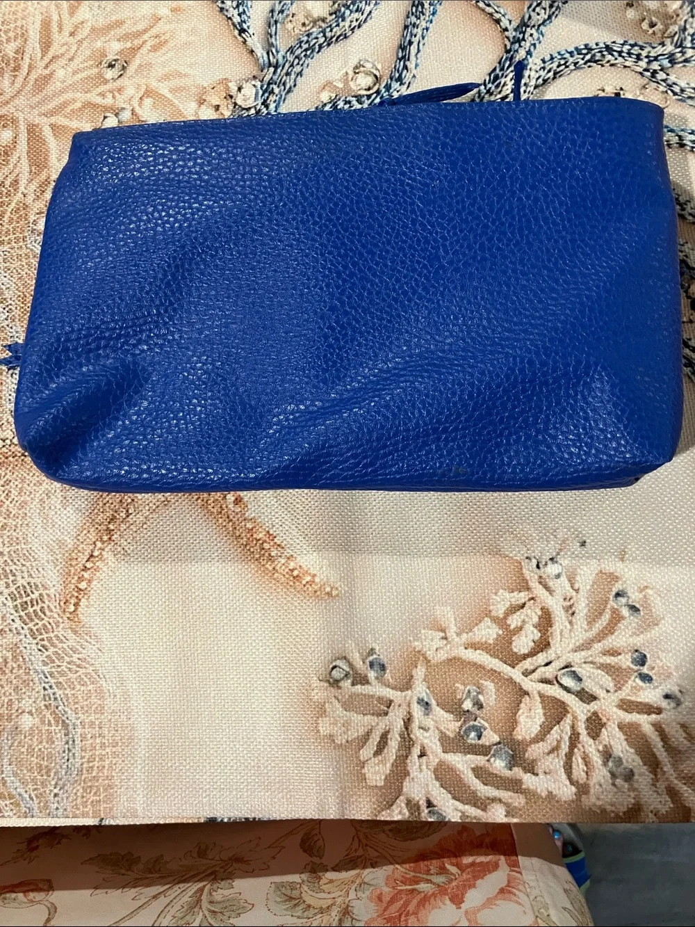 Blue Leather Zip-Top Women's Clutch